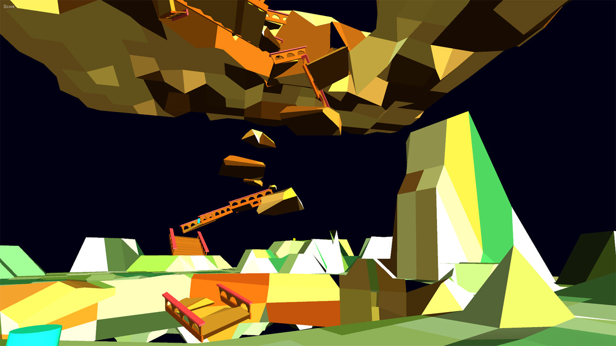 Image from a low poly 3D video game with floating islands.