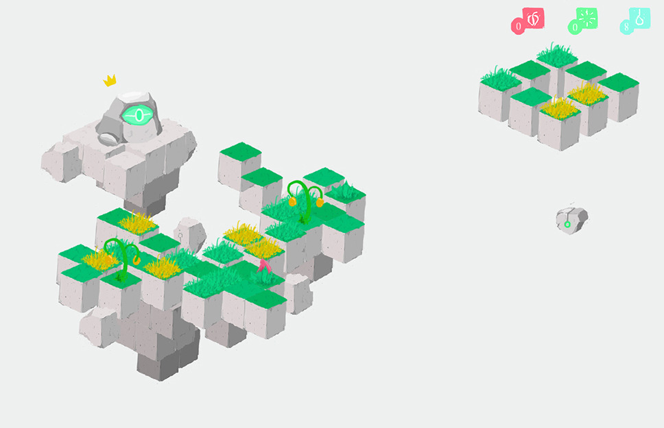 Image from a low poly 3D video game with floating islands.