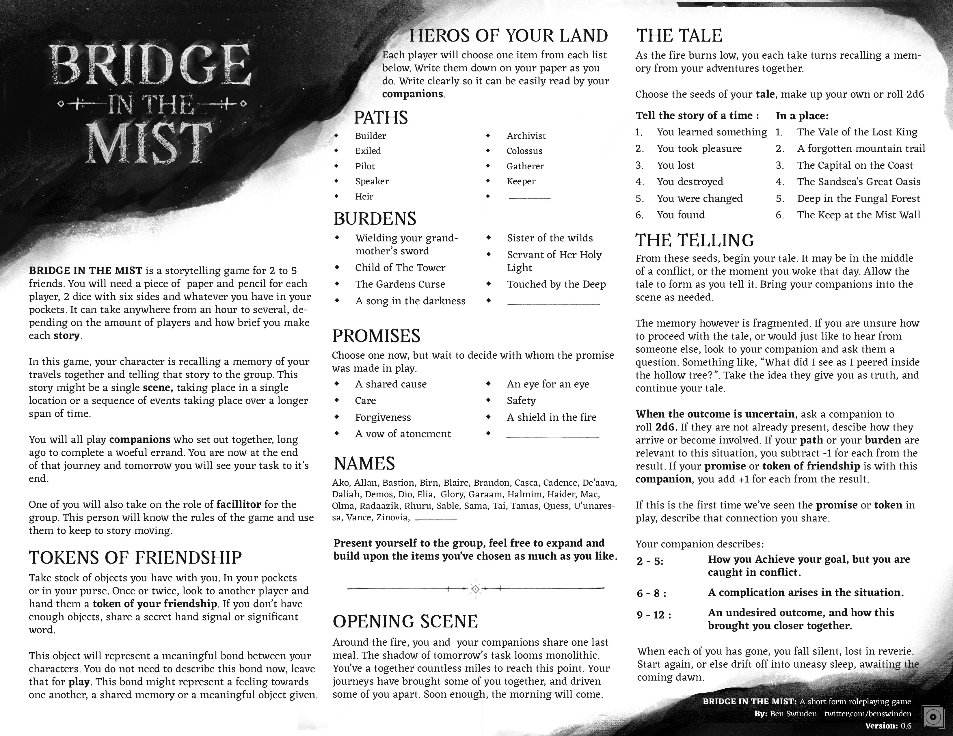 The rules for Bridge in the Mist