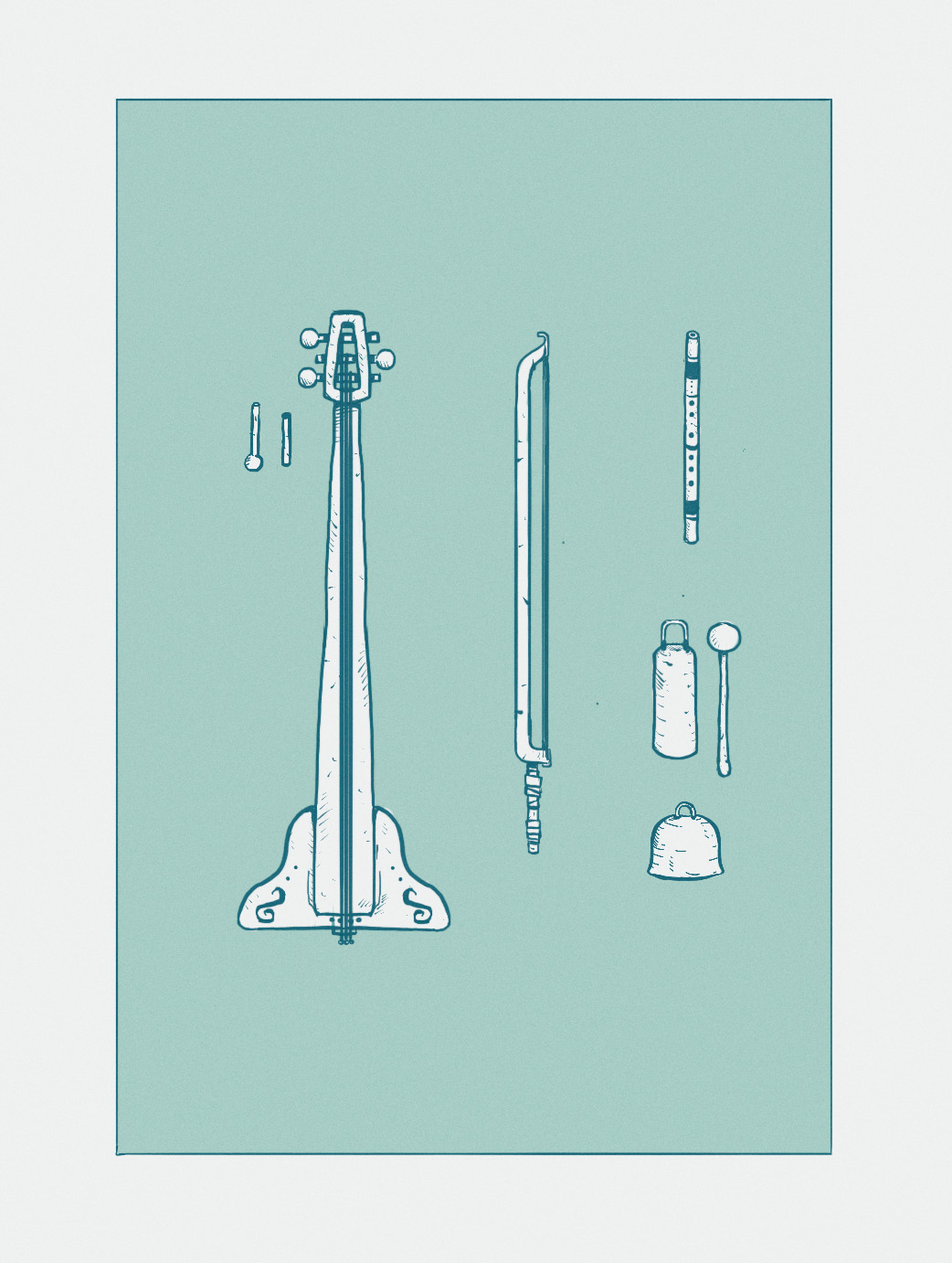 Illustration of a collection of assorted instruments