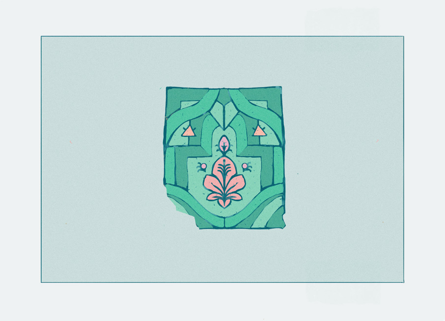 Illustration of a broken ceramic tile