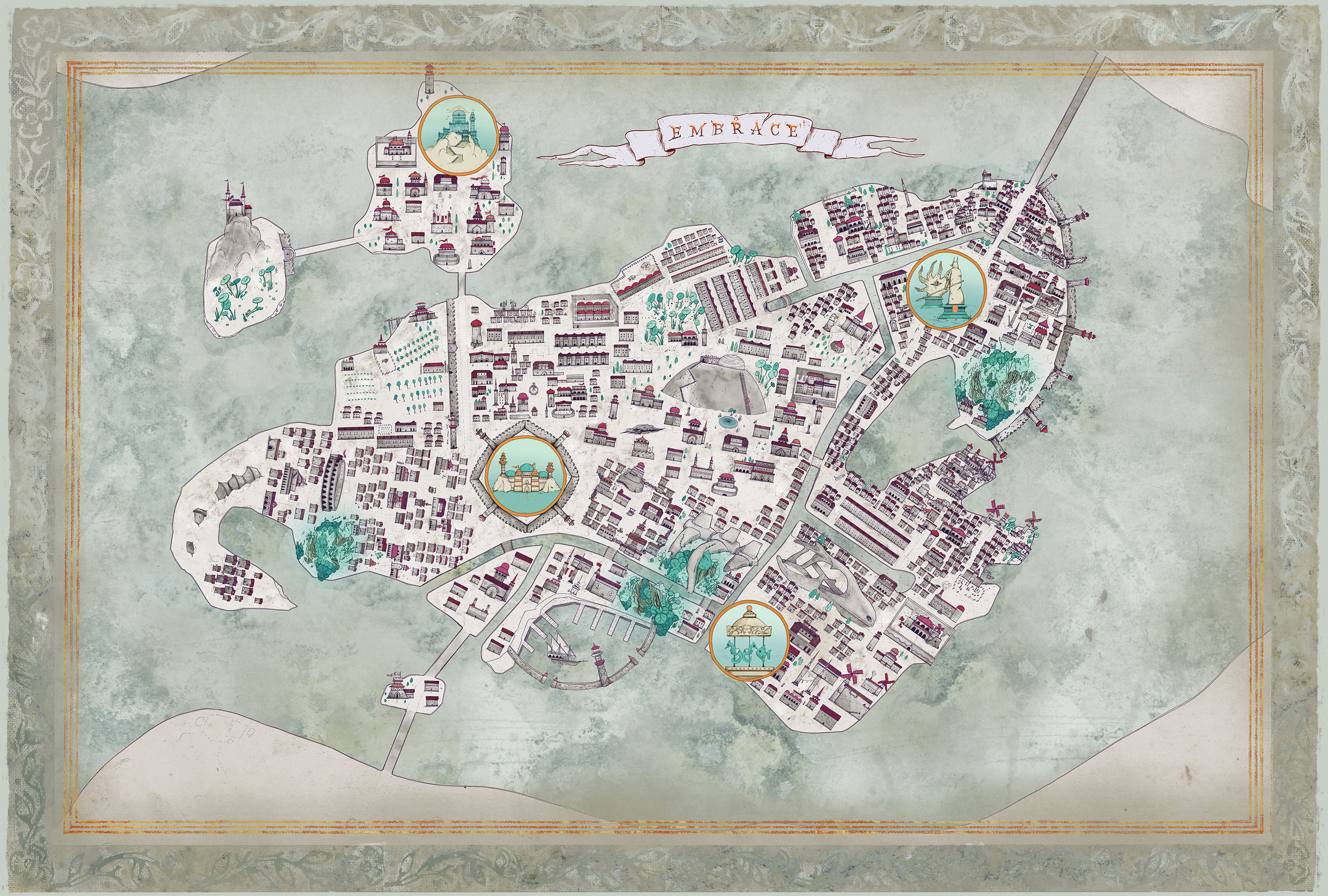 Full map of the city of Embrace.