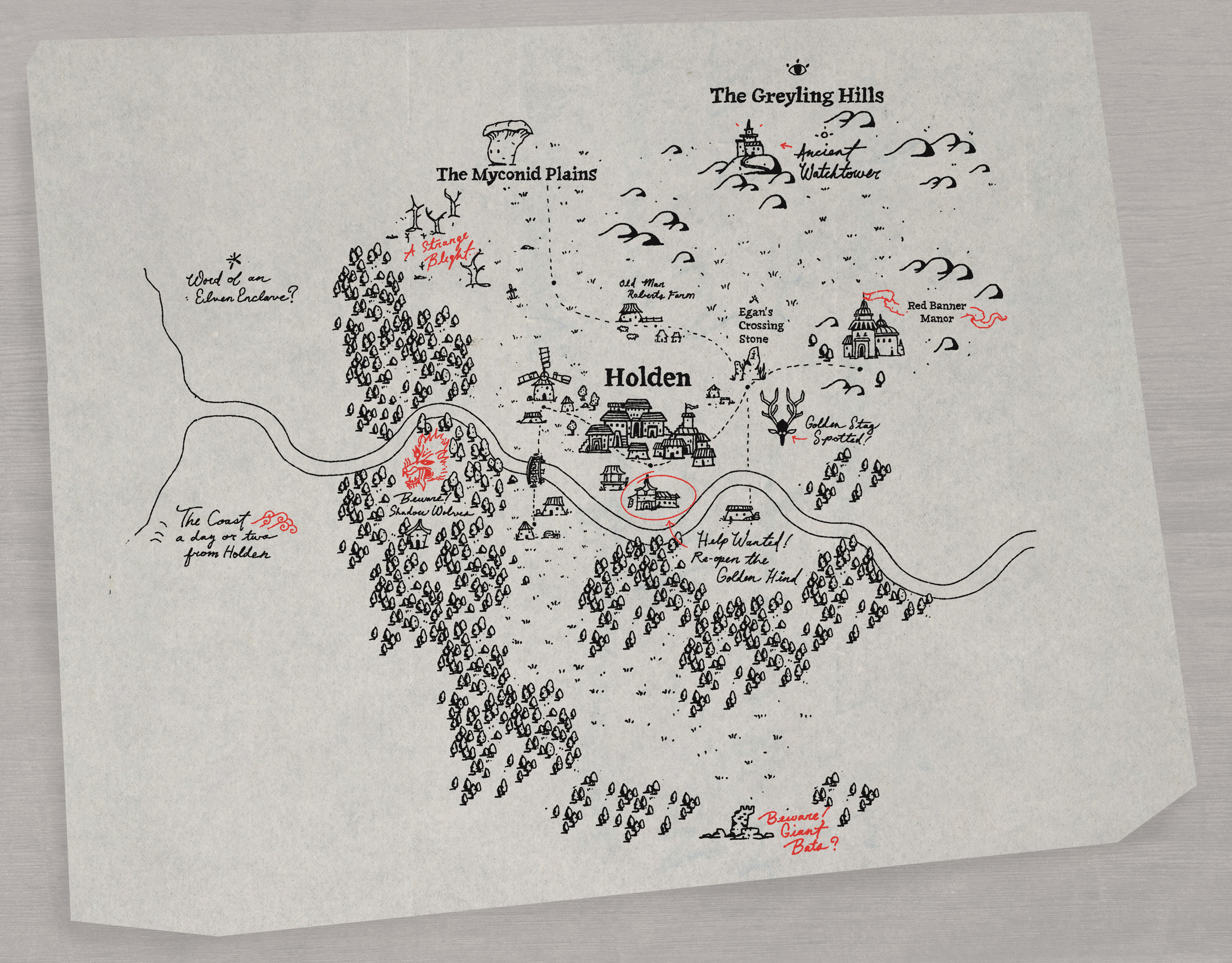 Map of the town of Holden and surrounding lands.