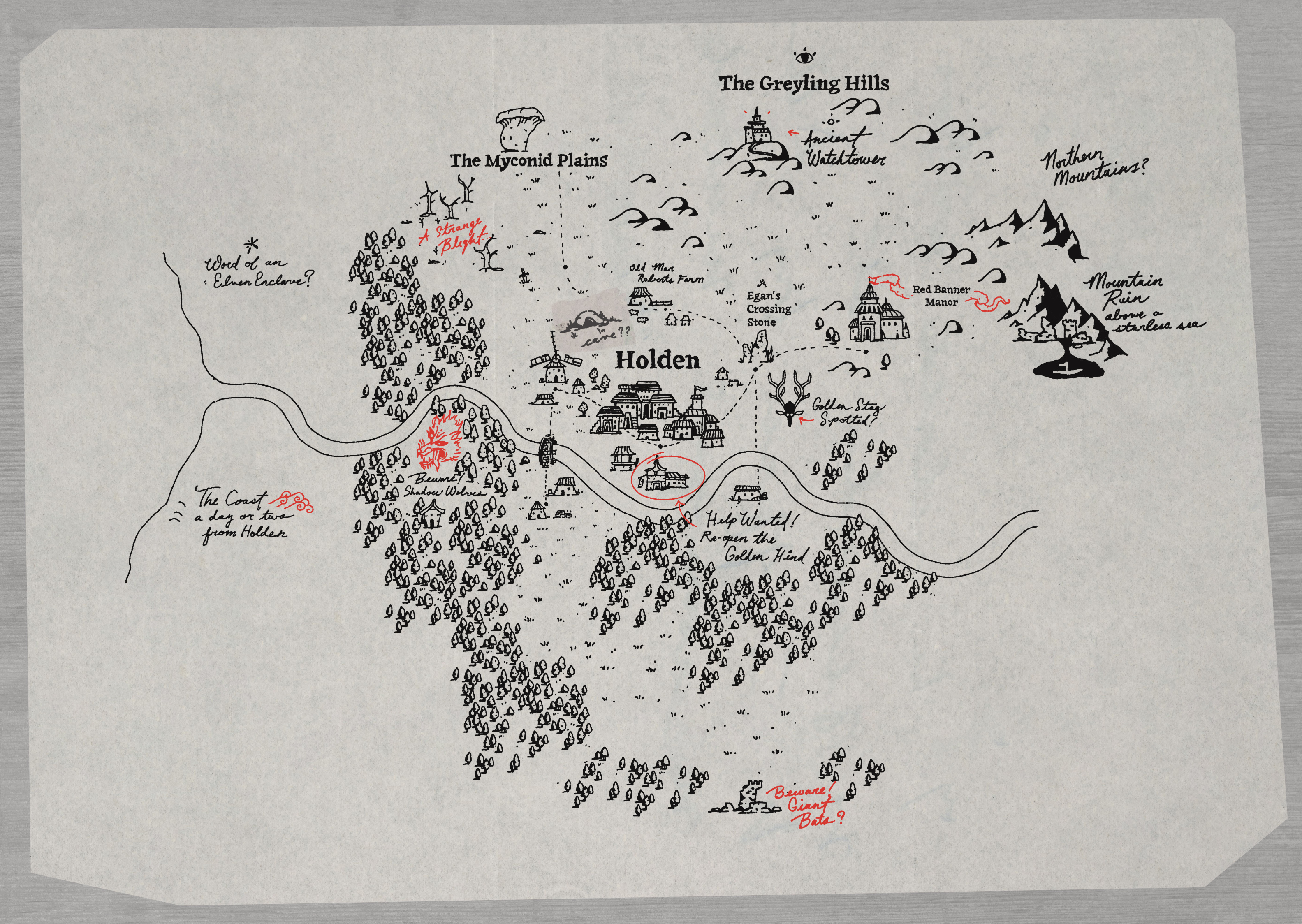Map of the town of Holden and surrounding lands.