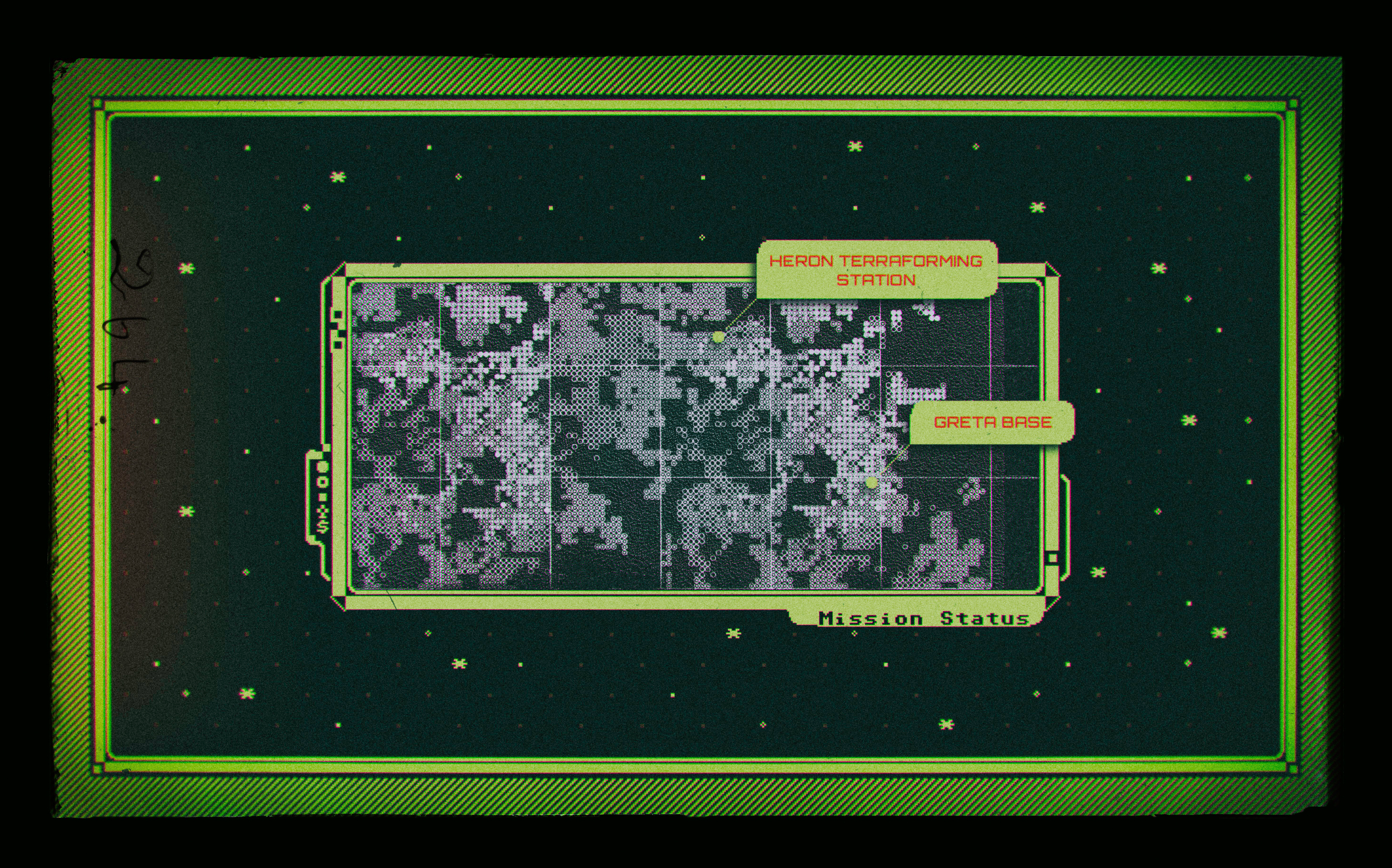 Pixel art map showing the landscape of Samsa VI.
